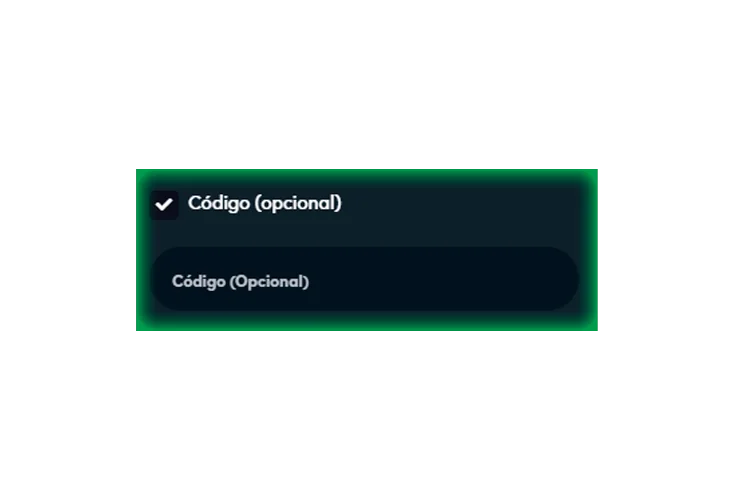 Entrada de código promocional